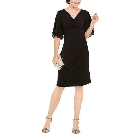 CONNECTED APPAREL Black FLUTTER Sleeve Cocktail Dress SZ 12 NEW 1749 - Picture 1 of 2